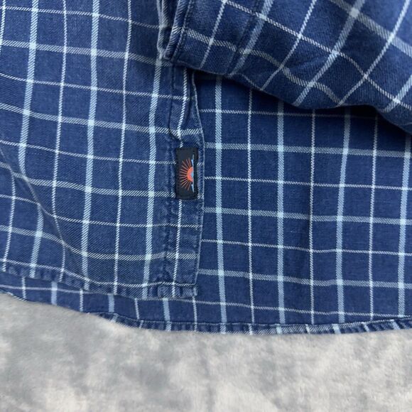 Faherty Shirt Mens Size Small Blue Plaid Long Sleeve Button Up Organic Cotton - Picture 6 of 10